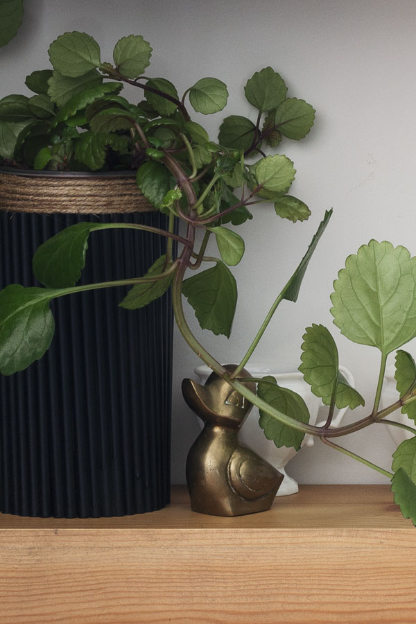 Upcycled black fluted planter