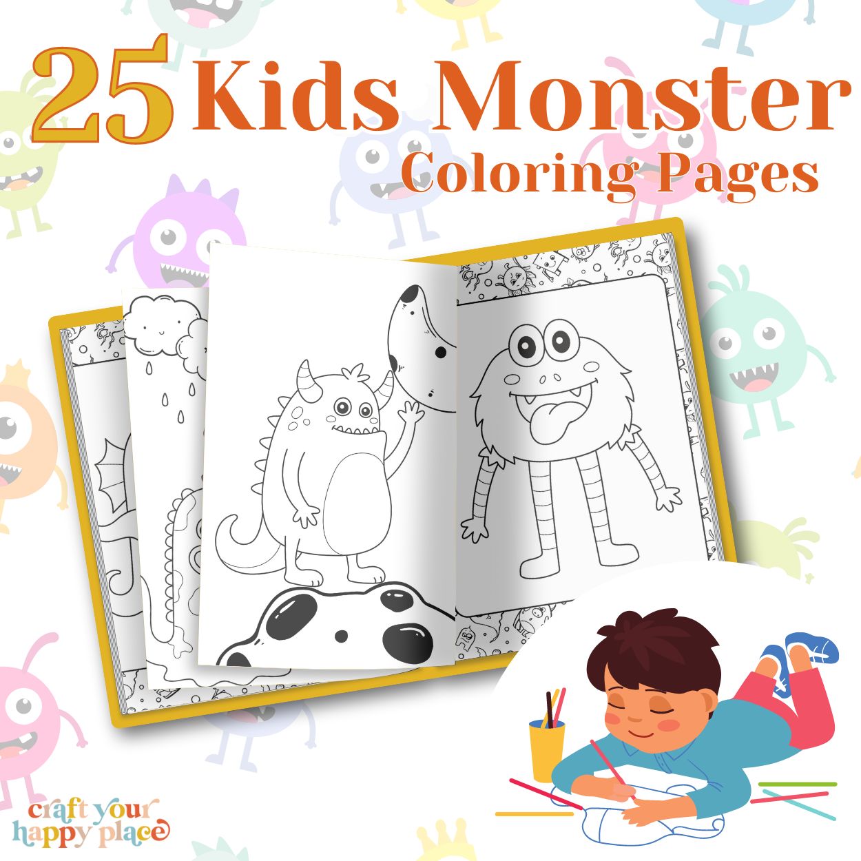 Monster Coloring Pages for Kids (25 Page Free Printables)