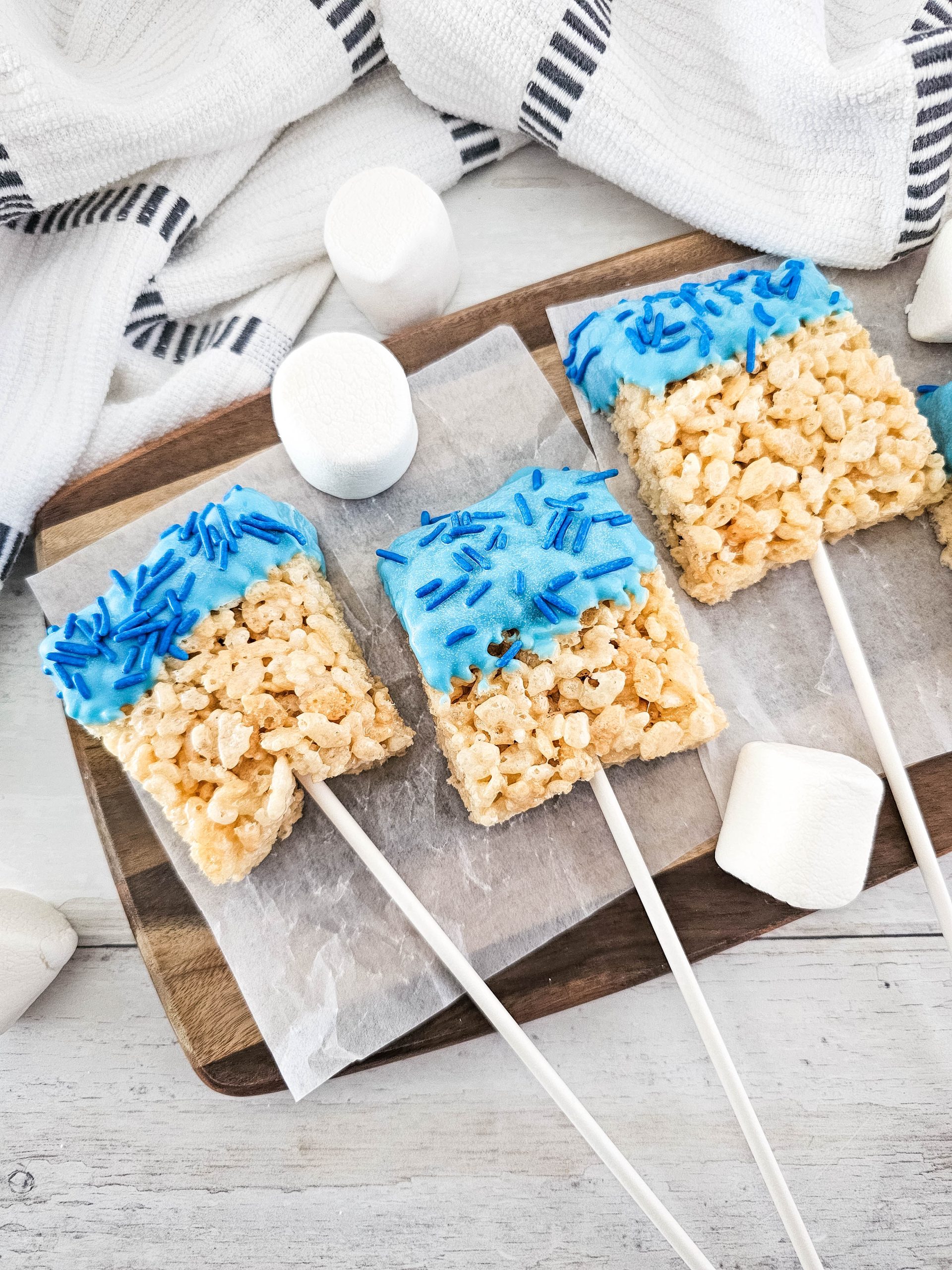 Blue Candy Coated Rice Krispies Pops