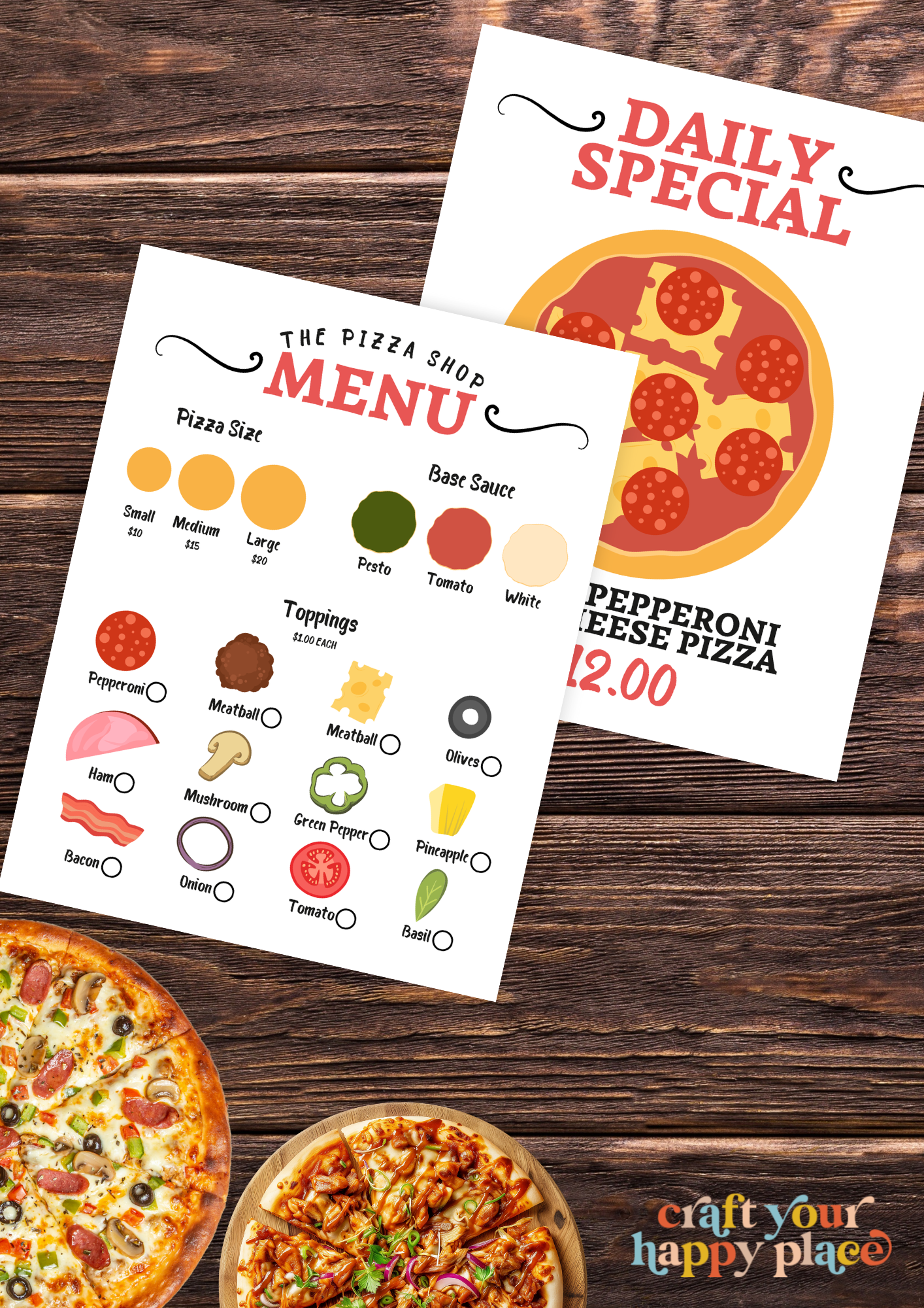 Free Pizza Shop Dramatic Play Kit Printable