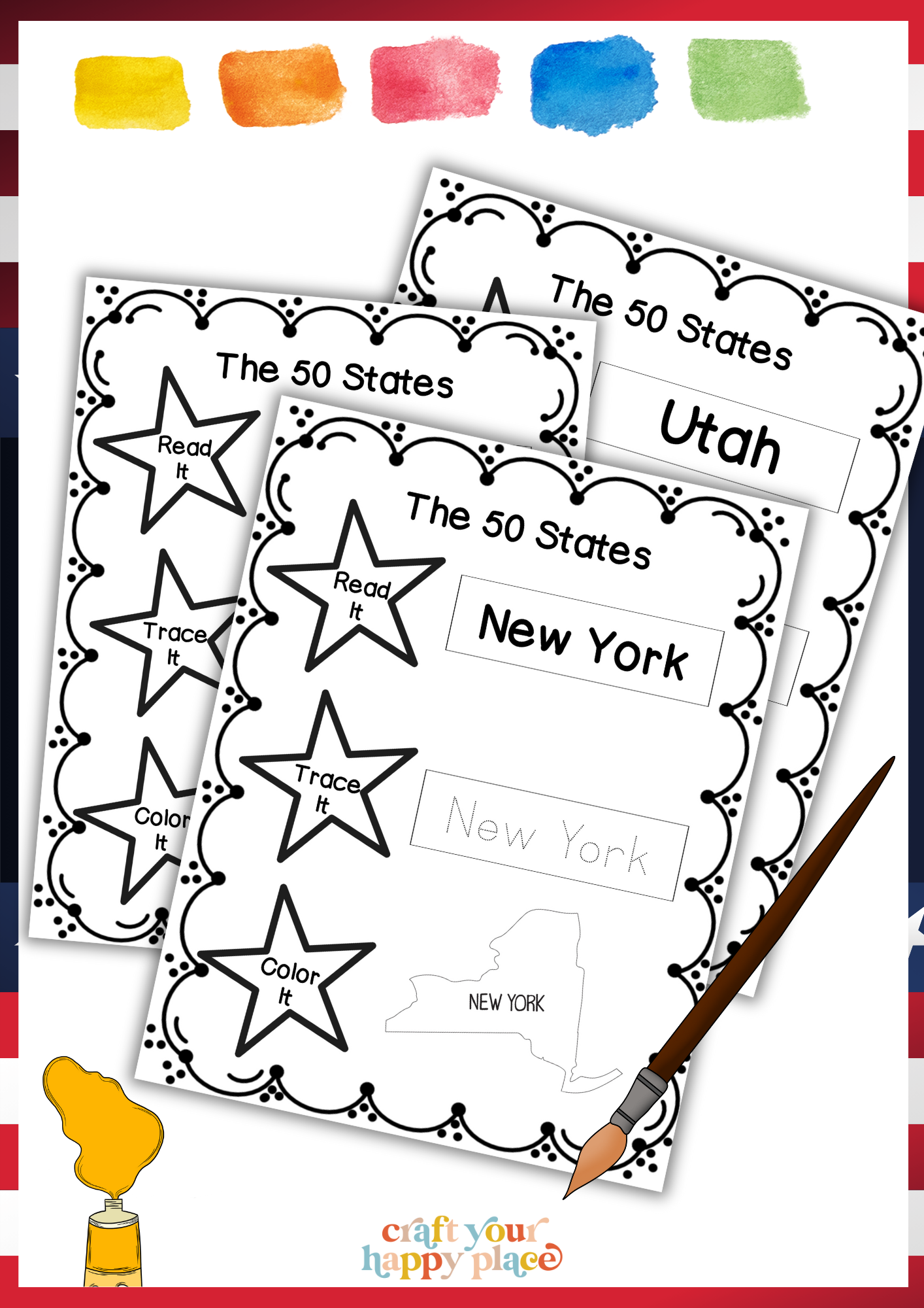 50 States Coloring Pages (Free Printable)