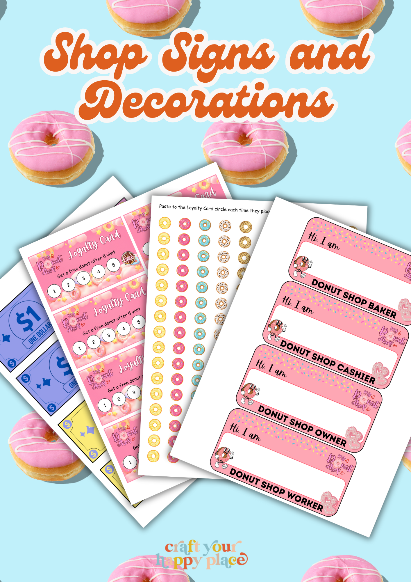 Donut Shop Dramatic Pretend Play (Free Printable)