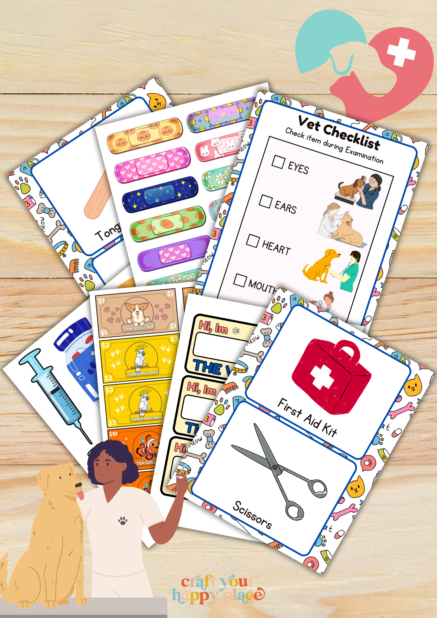 Veterinary Clinic Dramatic Pretend Play (44 Page Free Printable)