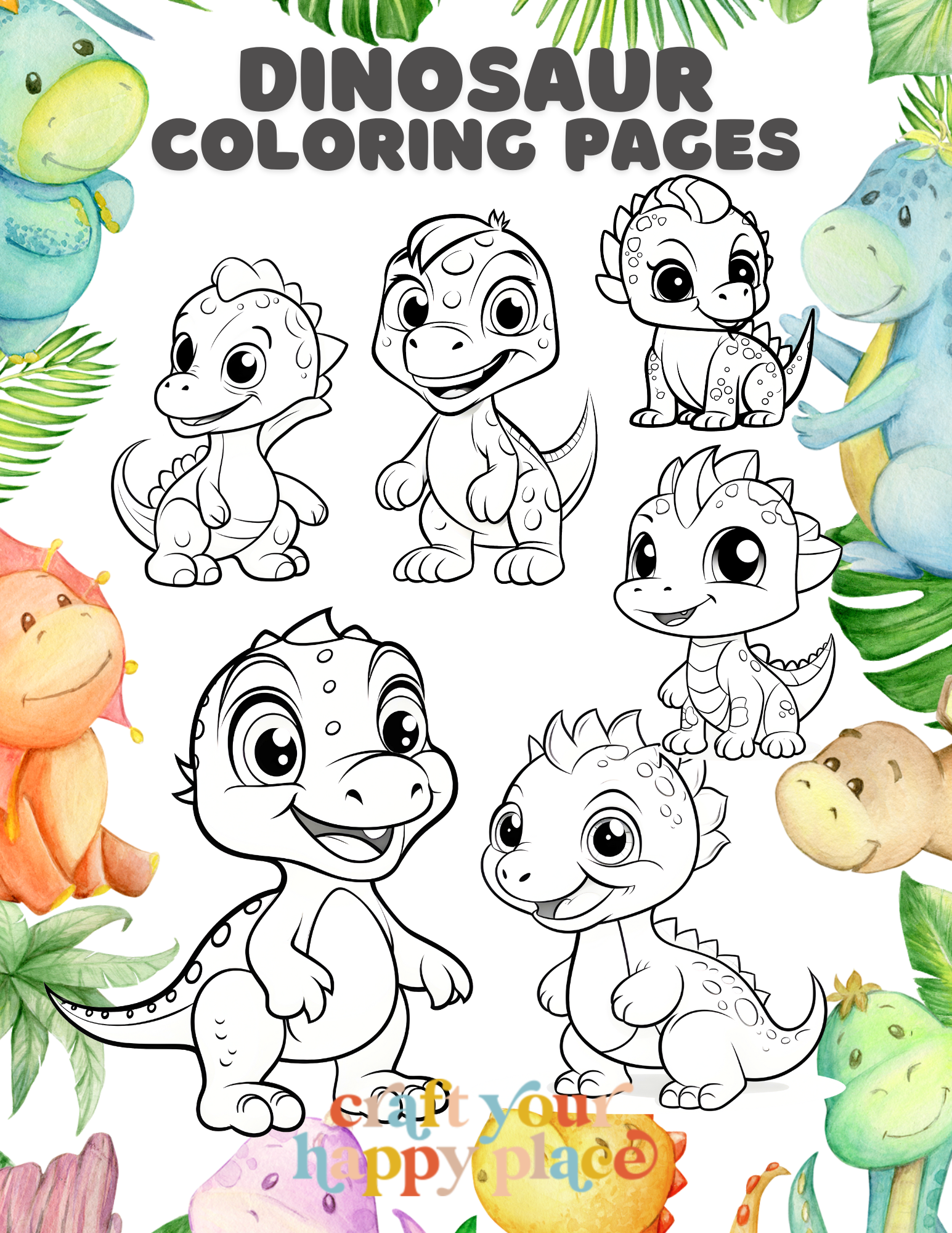 Dinosaur Coloring Pages (10 Page Free Printable)