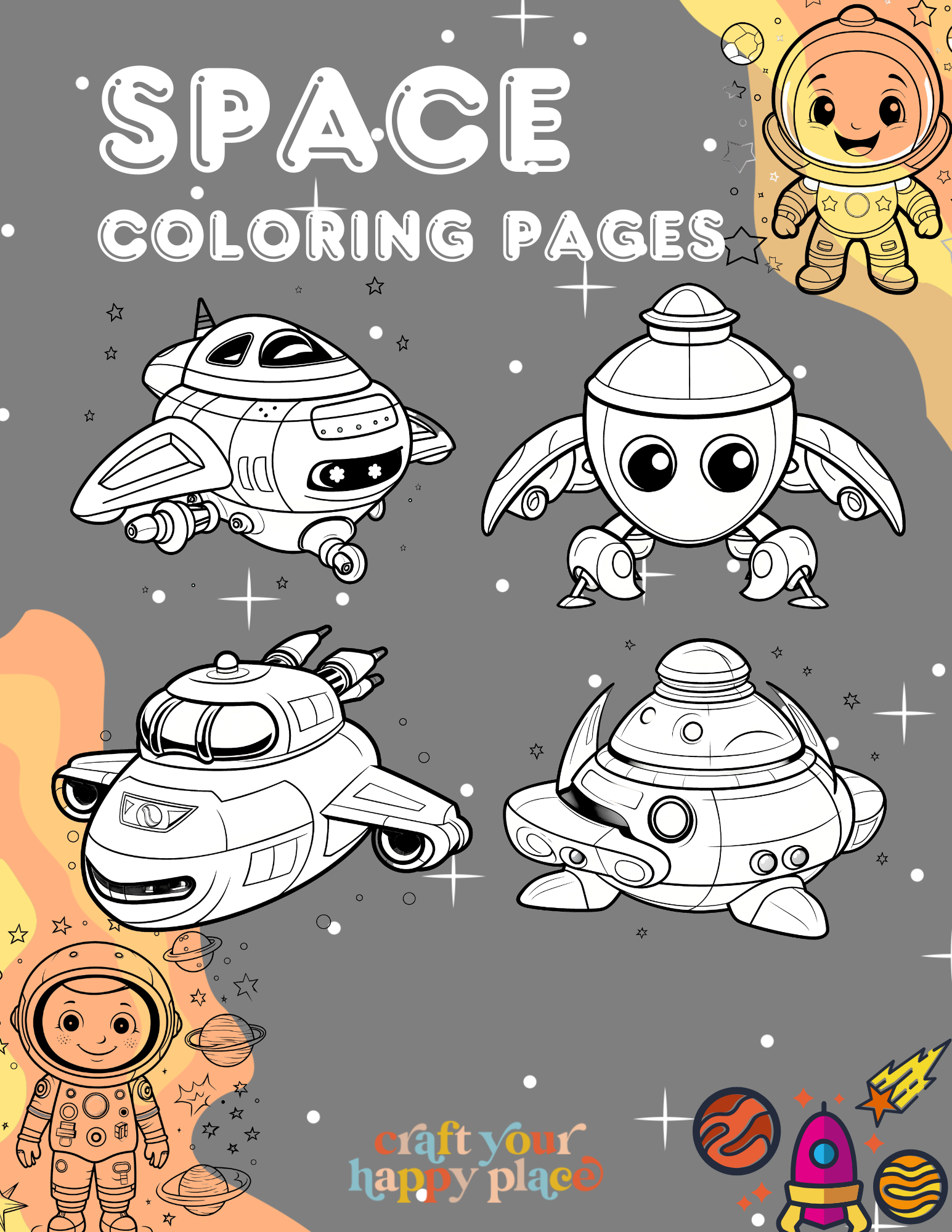 Space Coloring Pages (24 Page Free Printable)