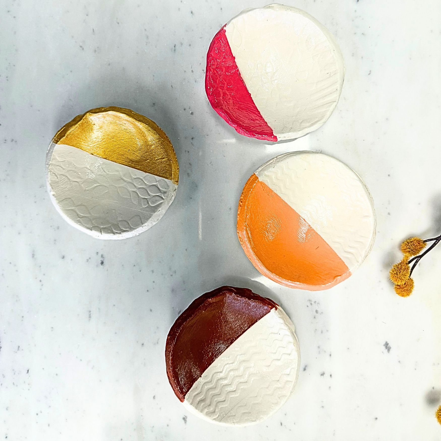 Air Dry Clay Textured Trinket Dishes